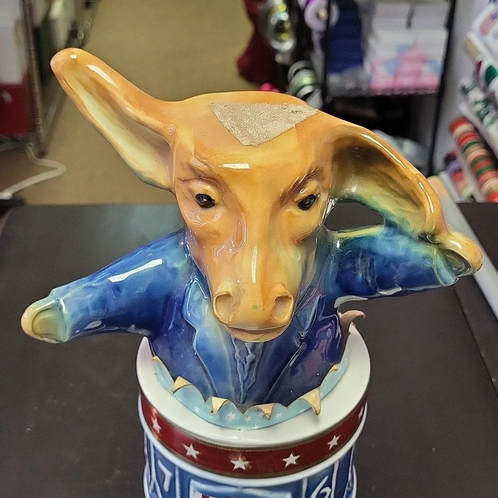 Democrat Donkey decanter vintage beam whiskey empty bottle
